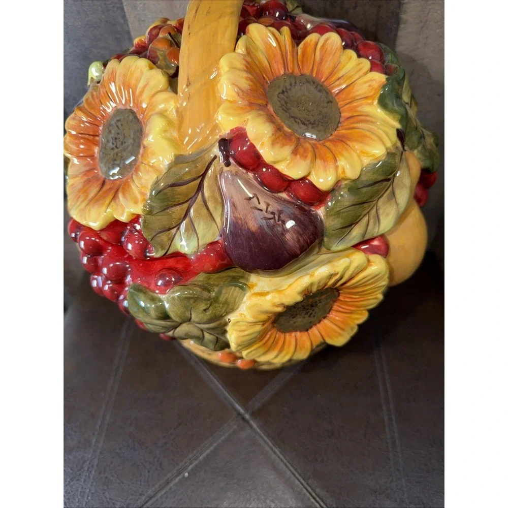 Vtg Certified International Pamela Gladding Windsor Fruit Basket Cookie Jar  12